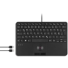 Bild PERIBOARD-526 DE, kabelgebundene Mini-USB-Tastatur Trackball - X-Typ Scherentasten - 11,18x7,17x1,1 Zoll - 2 USB-Hubs integriert - DE Layout