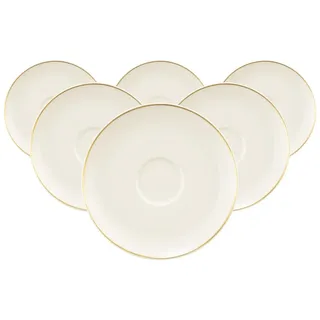 SELTMANN WEIDEN "Kombi-Untertassen Savona Goldlinie ø 13 cm 6er Set creme", Spülmaschinenfest, Mikrowellensicher, Ofenfest,