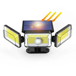 OOTDAY LED Strahler mit Bewegungsmelder, 368LED Solarlampen für Außen, IP65 Wasserdichter, Aussenlampe mit Bewegungsmelder für Garten, Innenhöfe, Garage