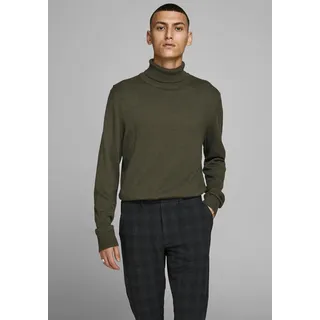 Jack & Jones Rollkragenpullover "JJEEMIL KNIT ROLL NECK NOOS" Baumwollmischung, regular fit, olivgrün