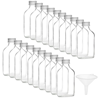 Belle Vous Mini Glasflaschen zum Befüllen 100ml mit Deckel & Trichter (20 Stk) – Glas Flaschen Schnapsflaschen Likörflaschen mit Schraubverschluss für Hochzeit, Party, Schnaps, Spirituosen, Likör