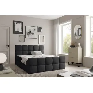 Boxspringbett Schlafzimmerbett SATINE PREMIUM 180x220cm Stoff Coral Schwarz - Schwarz