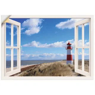 Artland Wandbild »Fensterblick - Leuchtturm Sylt«, Fensterblick, (1 St.), als Leinwandbild, Poster, Wandaufkleber in verschied. Größen, weiß