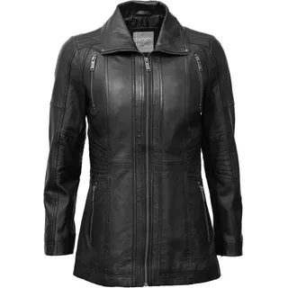 Bikerjacke JCC "Lederjacke 31023631", Damen, Gr. 44, schwarz, Obermaterial: 100% Lammleder LEL. Futter: 100% Baumwolle CO., Jacken Bikerjacke
