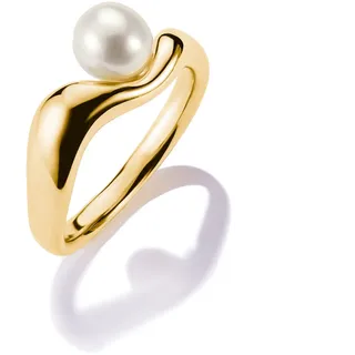 Thomas Sabo Fingerring THOMAS SABO "Natural Beauty Ring mit Perle" Gr. 56, gold (gelbgoldfarben, weiß), Fingerringe, Damen, 56, Perlen Silber 925 (recycelt), 2,5mm, Perlen, Silber 925 (recycelt), Fingerring, mit Süßwasserzuchtperle