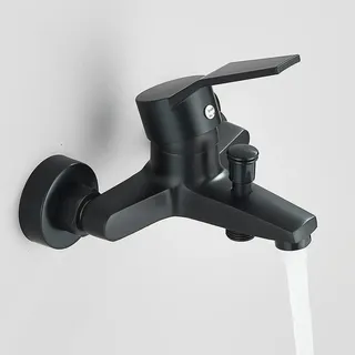 Badewannenarmatur - Wandmontage Einhebelmischer - Heiß/Kalt - Gebürstete Oberfläche - Ventilkern aus Edelstahl - Modernes Design - Farbe Pflaume
