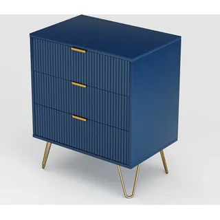 CDGlobal Kommode mit 3 Schublanden,40x60x70 cm, Schrank mit 3 Schubladen, Highboard, TV Schrank, Sideboard mit Schubladen, Schmal kommode,Schrank für Wohnzimmer Schlafzimmer,Flur(blau )