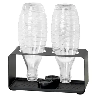 Wenko Flaschenhalter Mod. Wave für 2 Flaschen kompaktes Design zur Trocknung abnehmbares Tablett pulverbeschichtetes Metall Schwarz 23,5 x 11,5 x 11,5 cm