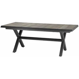 Siena Garden Sincro Ausziehtisch 200/260 x 100 x 77 cm Anthrazit/Natur-Grau