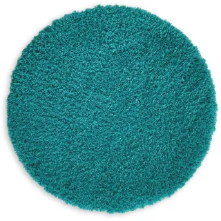 WohnDirect Premium Badematte RUND Einzeln zum Set kombinierbar • Badvorleger Duschmatte • rutschfest & Waschbar • Badteppich, Badezimmerteppich Petrol • ca 90 cm Rund