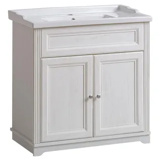 Badmöbel Antik Stil Becken mit Unterschrank Landhaus Badezimmer neu Waschbecken - Weiß