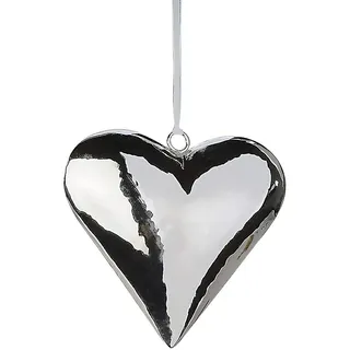 Formano Deko Herz gefertigt aus Edelstahl zum Aufhängen, Höhe ca. 18 cm, Silber-glänzend