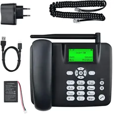 Lychee Simkarte GSM Tischtelefon - Hände frei,SMS,Großes Display mit Hintergrundbeleuchtung, Radiofunktion - Telefon für Hause oder Büro (Schwarz 02)