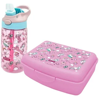 Nerthus FIH 993 SET Flasche Tritan + Lunchbox Einhorn
