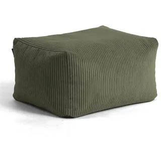 mokebo Pouf Hocker mit Cordbezug 'Der Ruhestifter', Sitzhocker Sitzpouf mit EPS-Perlen-Füllung, auch als Fußhocker aus Cord oder Beistelltisch fürs Wohnzimmer in 65x55x35 cm (B/T/H) in Grün