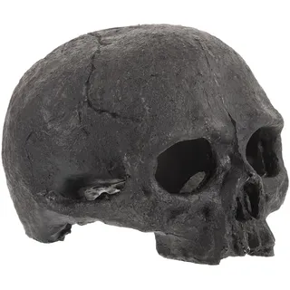 DOITOOL Aquarium Schädel Deko - Schwarzer Totenkopf für Fische & Garnelen | Sicherer Harz Schädel als Versteck Höhle im Fischbecken, Wasserdichte Terrarium Dekoration für eine gruselige Halloween Deko