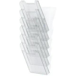 Exacompta 64758D Wandprospekthalter 6 Fächer für Dokumente DIN A4 hoch glasklar Flyerhalter Zeitschriftensammler