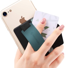Sinjimoru Handy Fingerhalter und Handy Ständer mit Silikonband, Handy Halter für Finger mit Kartenfach, Fingerhalterung Handy für iPhone & Android. Sinji Pouch B-Grip Silikon Petrol