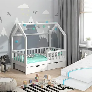 VitaliSpa Hausbett Wiki 80 x 160 cm Kiefer massiv weiß