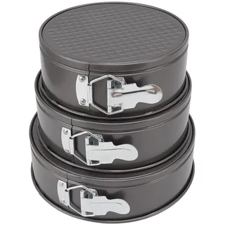 Yuecoom Springform, Kuchenform Set, Runde Kuchen-Backformen, 22 24 26 cm Rund Springform, Kohlenstoffstahl Edelstahl Kuchenbackform, Runde Backform Metallic Für Käsekuchen Pizzabrot