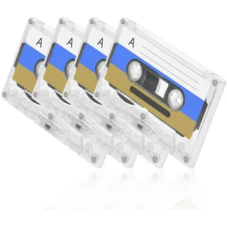Tuklye Leere Audiokassetten, 4er Pack, Schwarz, 60 Minuten Magnetband, für Vorlesungen, Seminare und Alltägliche Aufnahmen