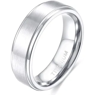Zakk Ring Herren Damen Titan Verlobungsringe Eheringe Trauringe Silber Gebürstet 4mm 6mm 8mm(Silber-6mm, 68 (21.6))