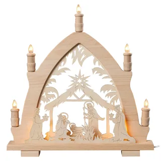 SAICO Original LED Schwibbogen »Lichterspitze, Christi Geburt« Premium LED-Beleuchtung, warmweiß, BxHxT: 41x43x6 cm