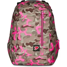 Seven Rucksack Double Fuchsia Fluo Camouflage, Mehrfarbig (Fuchsia Grau), Taglia unica, Amerikanisch