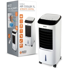 DUTCH ORIGINALS 7l Luftkühler mit Timer & Fernbedienung, Mobiler Verdunstungskühler mit Wasserkühlung, 65W Air Cooler mit 3 Geschwindigkeiten, 74 cm hoch
