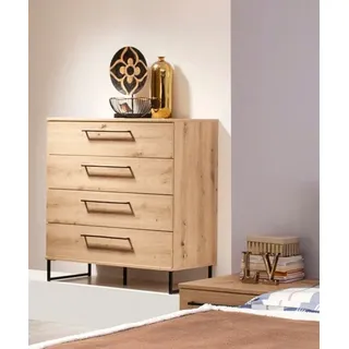 INOSIGN »Sardinia, Sideboard mit 4 Schubkästen, B/T/H: 91x92,5x42cm« mit 4 Schubladen, mit trendigen schwarzen Griffen und Metallfüße