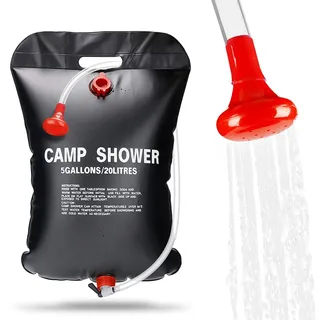 ASANMU 20L Campingdusche, Solardusche Camping, Mobile Tragbare Camping Dusche Outdoor Gartendusche Warmwasser Duschsack Solar Heizung Solar Wassersack für Garten, Reisedusche mit Duschkopf Schlauch