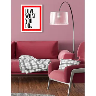 Bild mit Rahmen QUEENCE "Liebe, Herz, Spruch, Sprüche", rot (farbe rahmen: weiß, farbe bild(er): rot), B:40cm H:50cm T:2cm, Acrylglas, Holz, Bilder, Bild mit Rahmen, Poster mit buntem Acrylglas Passepartout