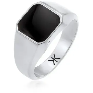 KUZZOI Siegelring Kuzzoi Ring Herren Siegelring Emaille Schwarz Basic 925 Silber" Gr. 62, silber, Fingerringe, Herren, 62, ohne Stein, Silber 925 (Sterlingsilber), 10mm, Siegelring