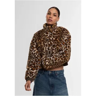 URBAN CLASSICS Cropped Faux Fur Leo Jacket Leo/Beige XS