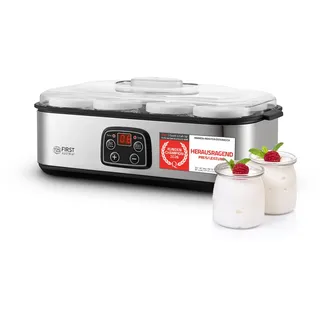 TZS First Austria - Joghurtbereiter 25W inkl. 8 Glasbehälter à 180 ml für bis 1,4L selbstgemachten Joghurt - Yogurt Maker mit Temperatur 20-55°C, Abschaltautomatik & LCD-Display - Joghurtmaschine weiß