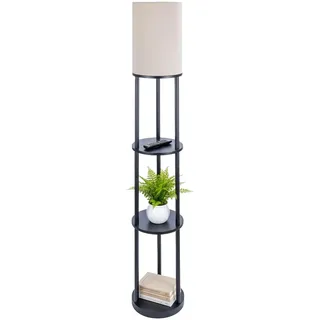 Relaxdays Stehlampe mit Regal HD: 180 x 30 cm schwarz-weiß