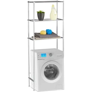 Relaxdays Überbauregal Waschmaschine 162 x 63 x 30 cm Silber