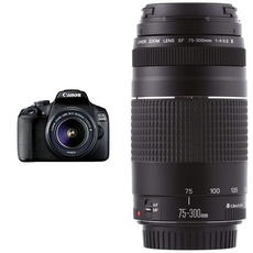 Canon EOS 2000D Spiegelreflexkamera - mit Objektiv EF-S 18-55 F3.5-5.6 III, schwarz & EF 75-300mm F4.0-5.6 III Zoomobjektiv (58mm Filtergewinde) schwarz