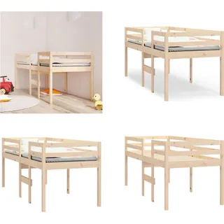 vidaXL Hochbett 80x200 cm Massivholz Kiefer - Hochbett - Hochbetten - Schlafzimmermöbel - Bettgestell - Braun