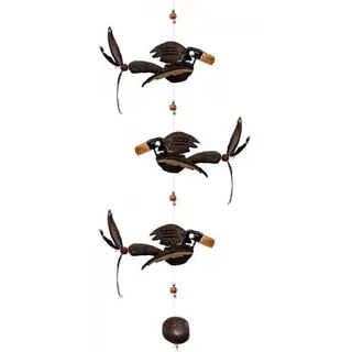 Kunsthandwerk Afrika Windspiel Mobile 3 Vögel aus Holz, Länge ca. 81 cm