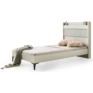 Einzelbett Modern Schickes Kopfteil Elegante Beine Holz Design Kinderzimmer - Beige