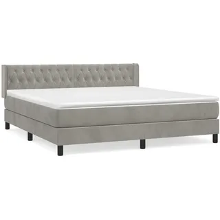 vidaXL Boxspringbett mit Matratze Hellgrau 180x200 cm Samt - Grau
