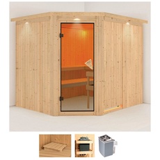 Bild Sauna »Marit«, (Set), 9-kW-Ofen mit integrierter Steuerung beige