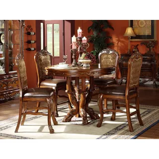 Esstisch Garnitur Stuhl Set 4 Stühle Tisch Esstische Tische Esszimmer Set Rund - Braun