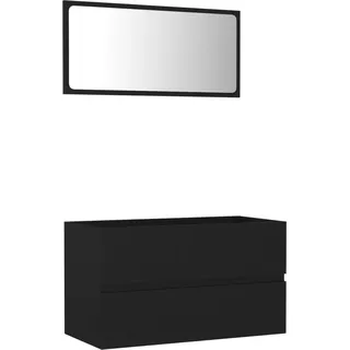 vidaXL 2-tlg. Badmöbel-Set Schwarz Holzwerkstoff - Schwarz