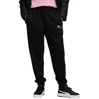 PUMA Damen Metallic Sweatpants FL Strickhose, Puma Schwarz-metallic-Gold, XS EU