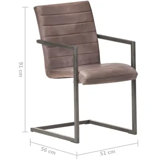 vidaXL Freischwinger 2 Stk. Braun Echtleder