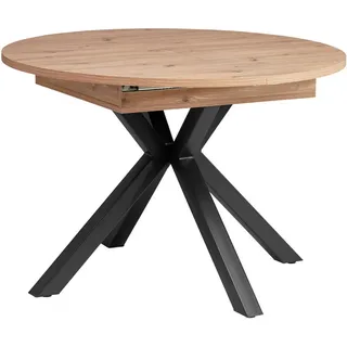 Mid.you Ausziehtisch , Schwarz, Eiche Artisan , Metall, Holzwerkstoff , rund , eckig , 110-150x76x110 cm , ausziehbar , Esszimmer, Esstische, Esstische ausziehbar