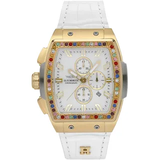 Haemmer GERMANY Chronograph »TONNEAU« Quarzuhr, Armbanduhr, Damenuhr, Lederarmband, verschraubte Krone, Tag, weiß
