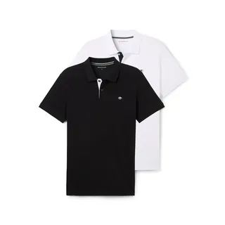 Poloshirt TOM TAILOR, Herren, Gr. L, weiß, Jersey, Obermaterial: 100% Baumwolle, unifarben, regular fit taillenbedeckt, ohne Ausschnitt, Shirts Poloshirt, im Doppelpack, Topseller